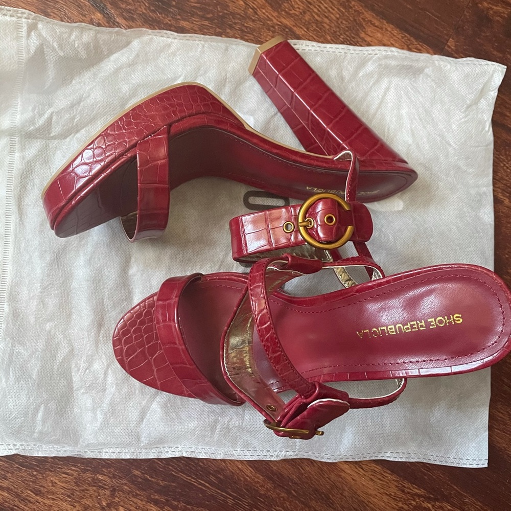 Red platform heels